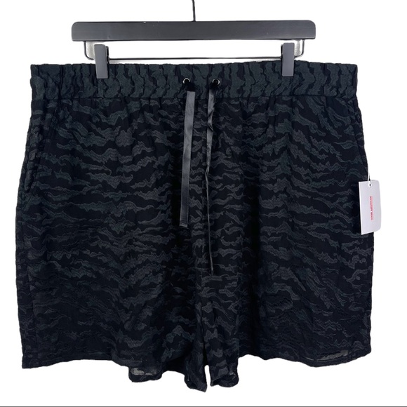 NWT Good American Zebra Shorts Sheer Pull On Black Size 5 Drawstring - Picture 1 of 5